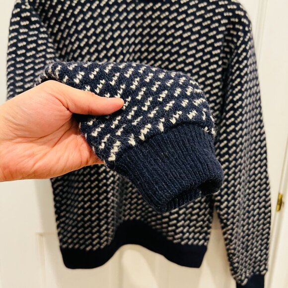 Vintage LL Bean 80's Birdseye Knit Wool Sweater Size Large - Picture 9 of 16